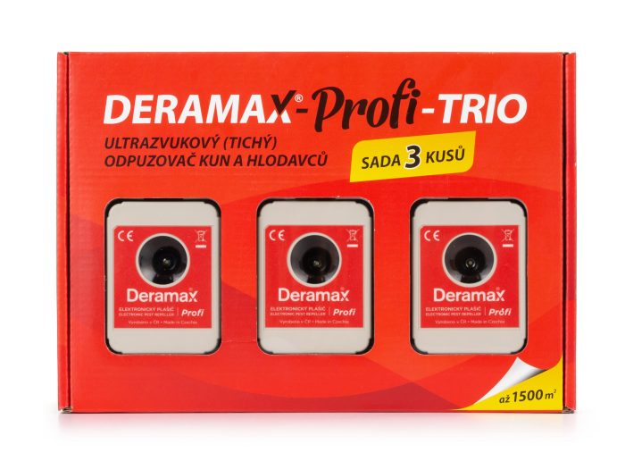 Deramax Profi Trio Ultrazvukový odpudzovač plašič kún a hlodavcov súprava 3 ks • Kliešť.sk