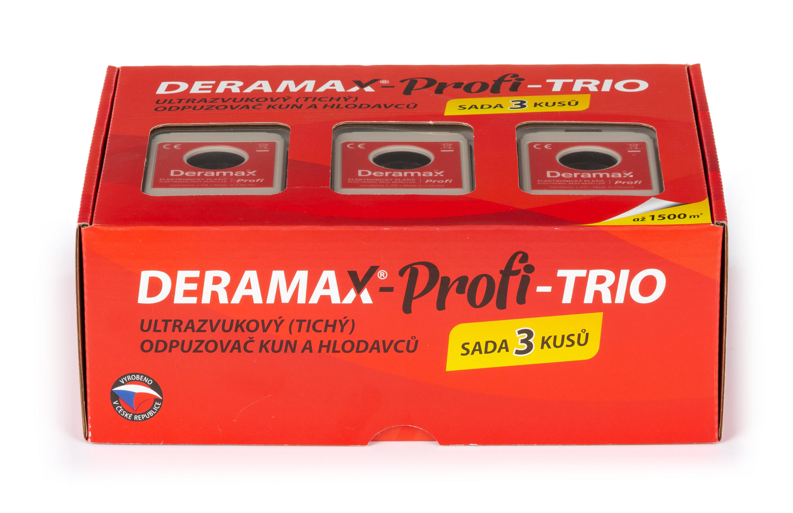 Deramax-Profi Trio Ultrazvukový odpudzovač plašič kún a hlodavcov súprava 3 ks