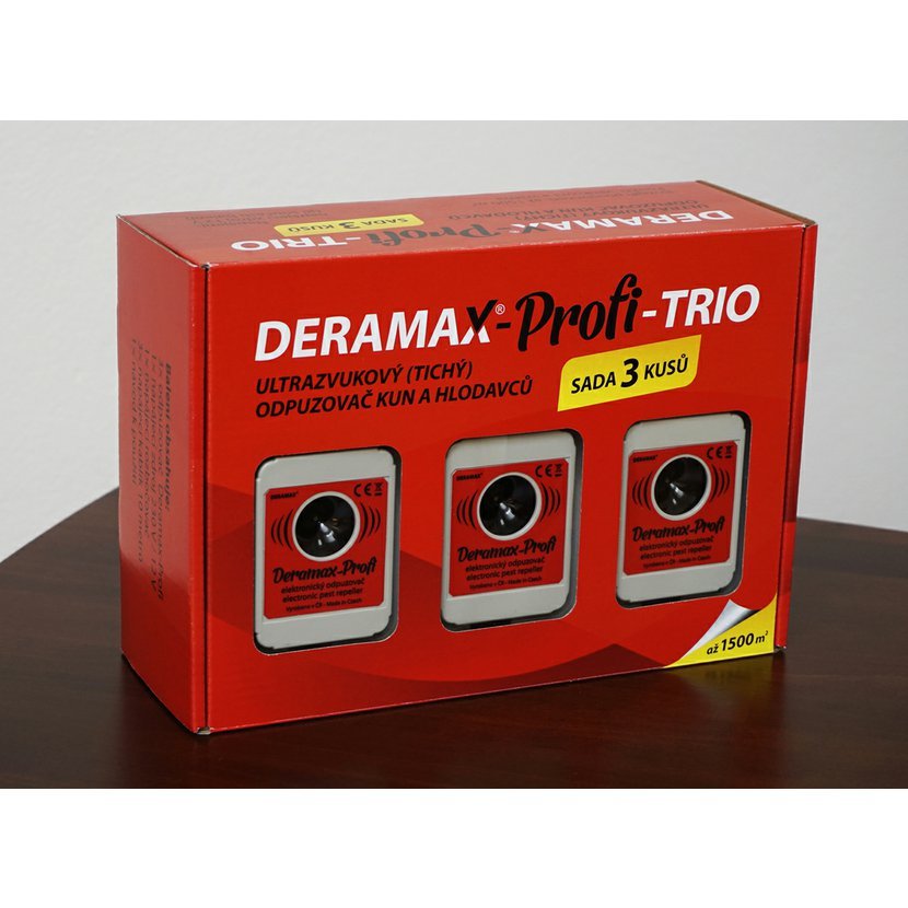Deramax Profi Trio Ultrazvukový odpudzovač plašič kún a hlodavcov súprava 3 ks