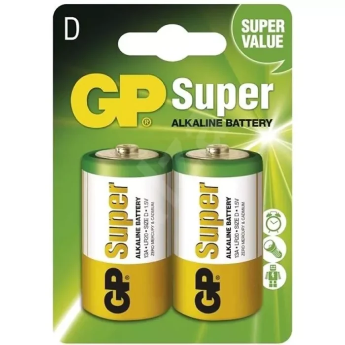 Alkalická batéria GP Super LR20 (D) Alkalická batéria GP Super LR20 (D), 2 ks v balení