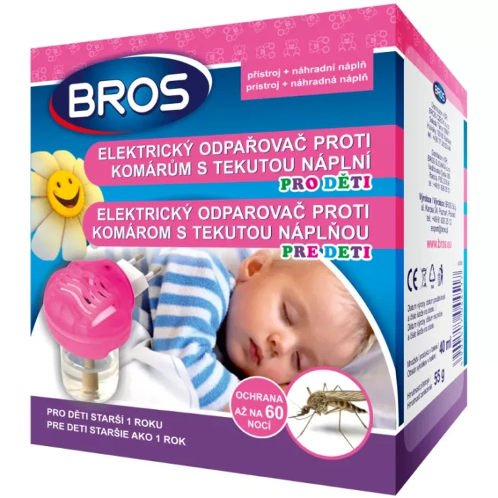 BROS elektrický odparovač pre deti + tekutá náplň proti komárom BROS elektrický odparovač pre deti + tekutá náplň proti komárom