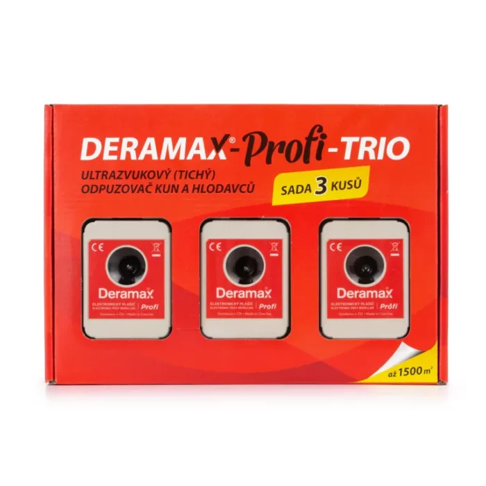 Deramax Profi Trio Ultrazvukový odpudzovač plašič kún a hlodavcov súprava 3 ks Deramax Profi Trio Ultrazvukový odpudzovač plašič kún a hlodavcov súprava 3 ks