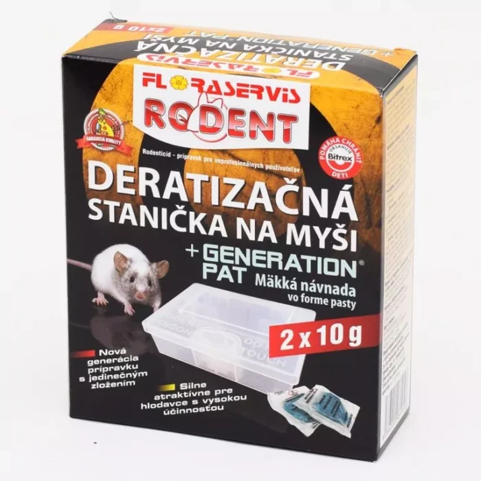 Deratizačná stanička pre myši + 2x10g návnady Generation Pat Floraservis Deratizačná stanička pre myši + 2x10g návnady Generation Pat Floraservis