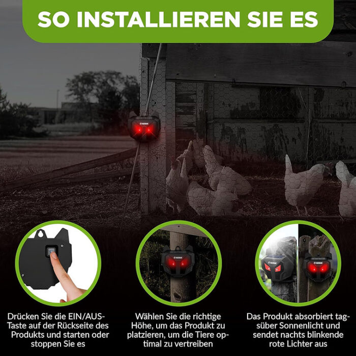 Solárny odpudzovač divej zveri s červený svetlom ISOTRONIC 92136