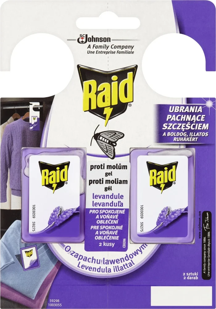 Insekticídna gélová nástraha proti moliam s vôňou levandule Raid® 2 x 3 g Insekticídna gélová nástraha proti moliam s vôňou levandule Raid® 2 x 3 g • Kliešť.sk