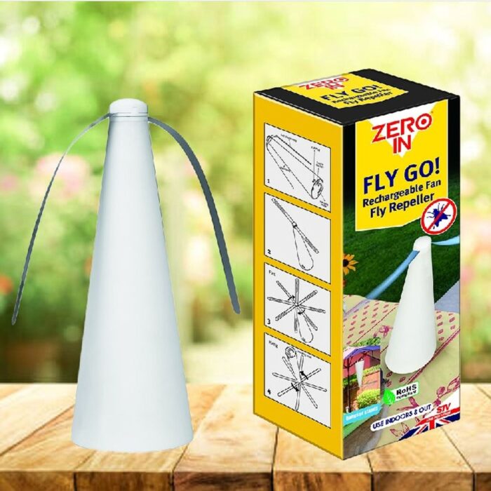 Zero In Fly Go! Nabíjateľný ventilátor proti muchám • Kliešť.sk