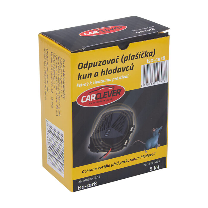 Ultrazvukový odpudzovač kún, hlodavcov a mačiek do auta CARCLEVER CAR 8 • Kliešť.sk
