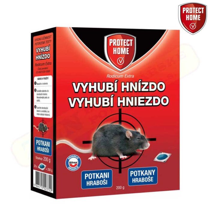 RODICUM EXTRA Mäkká návnada na potkany a hrabošov 20x10g – 200 g Protect Home • Kliešť.sk
