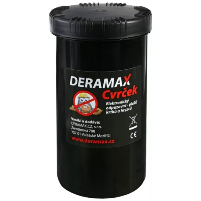 Deramax® Cvrček Elektronický odpudzovač krtkov a hryzcov Deramax® Cvrček Elektronický odpudzovač krtkov a hryzcov • Kliešť.sk