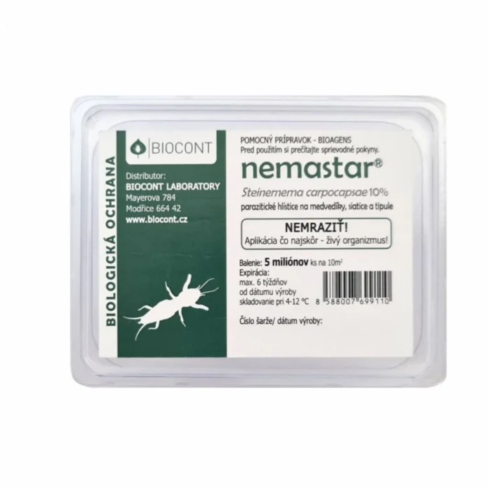 NEMASTAR® parazitické hlístice Steinernema carpocapsae proti pôdnym škodcom – 5 mil NEMASTAR® parazitické hlístice Steinernema carpocapsae proti pôdnym škodcom – 5 mil • Kliešť.sk