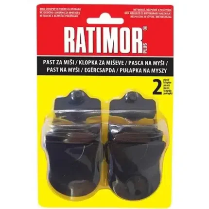 RATIMOR® Plus – Plastová pasca na myši so zásobníkom na návnadu (2 ks/bal.)