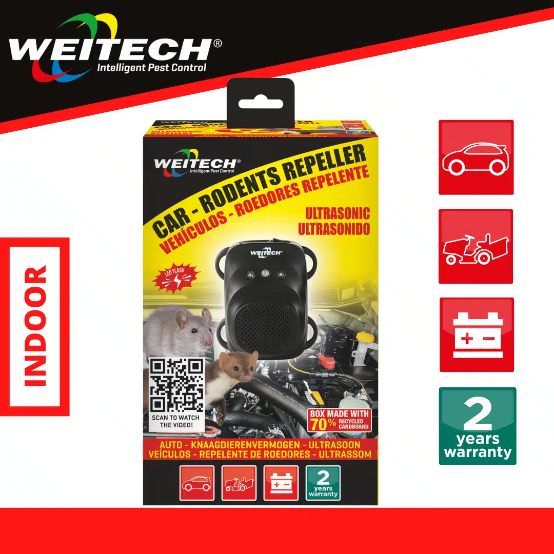 Weitech automatický ultrazvukový a svetelný odpudzovač kún do auta WK0508 – 12/24 V – Obrázok 4