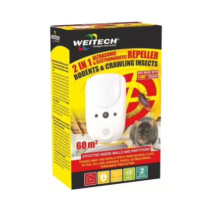 Weitech duálny ultrazvukový a elektromagnetický odpudzovač 2v1 WK1003 (EDM 06127) – do 60 m2