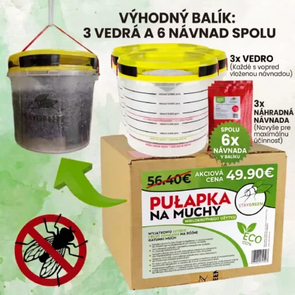 Výhodné balenie lapačov múch Stay Green 3+3ks